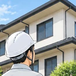 タブレットを持って建物を調べる職人