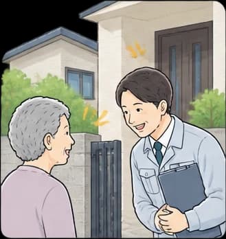 着工前にご近所へ挨拶する職人